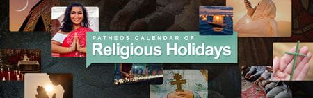 An image representing multi-faith with the words Patheos Calendar of Religious Holidays for the top of the Multi-Faith Religion Calendar for 2025.
